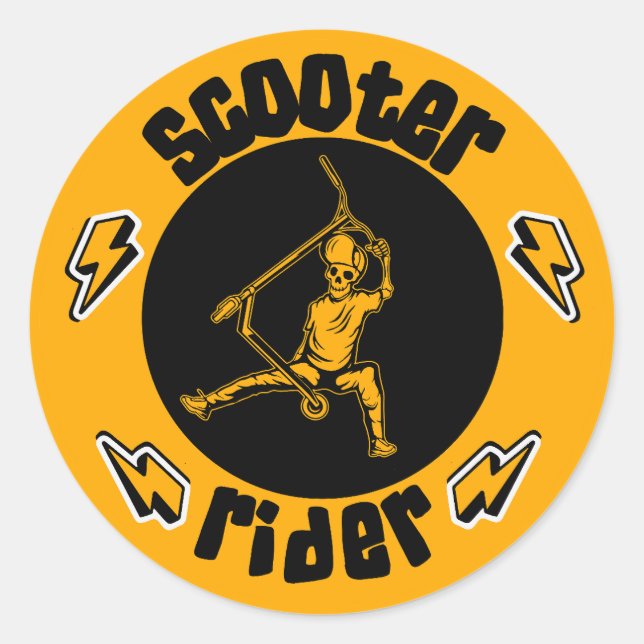 Pro Scooter Free Rider Tricks Runder Aufkleber (Vorderseite)