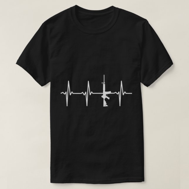 Pro Second Amendment 2A Gun Lover AR15 Heartbeat T-Shirt (Design vorne)