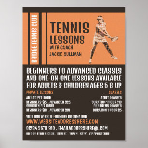 Pro Tennis Player, Tennisunterricht/Klassenwerbung Poster