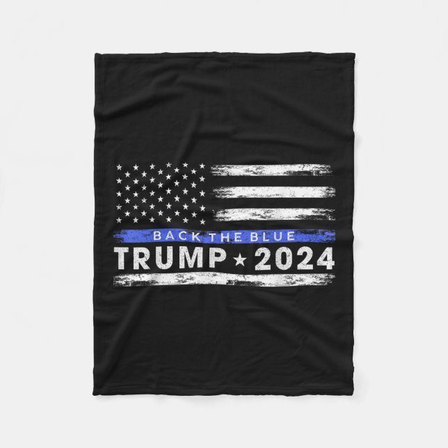 Pro Trump 2024 Back The Blue Thin Blue Line Fleecedecke (Vorderseite)