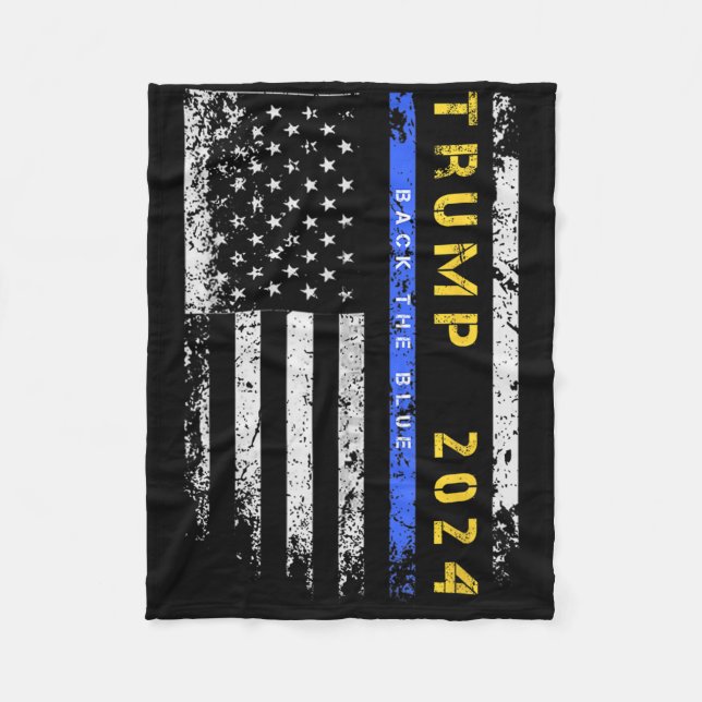 Pro Trump 47 2024 Back The Blue Thin Blue Line Ame Fleecedecke (Vorderseite)