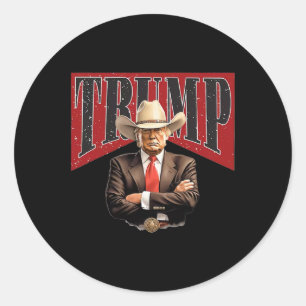 Pro Trump Cowboy Runder Aufkleber