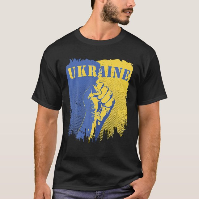 Pro Ukraine Flag Unterstützung ukrainischen Widers T-Shirt (Vorderseite)