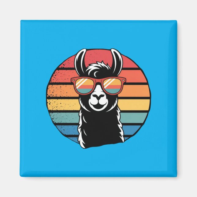 Prob Llama - Sunset-Alpaka-Geschenk Magnet (Vorne)