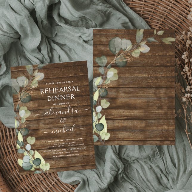 Probe Abendessen Eukalyptus Grüne Rustikale Wälder Einladung (Von Creator hochgeladen)