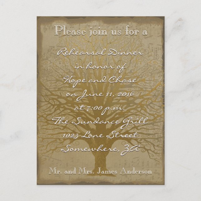 Probe Abendessen Goldene Eiche Postkarte (Vorderseite)