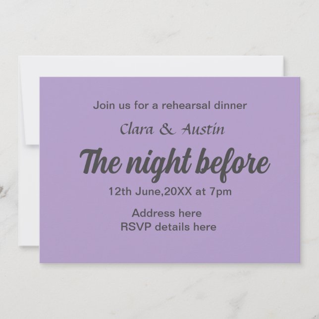 Probe Abendessen in der Nacht vor der einfachen mi Einladung (Vorderseite)