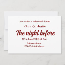 Probe Abendessen in der Nacht vor der einfachen mi Einladung