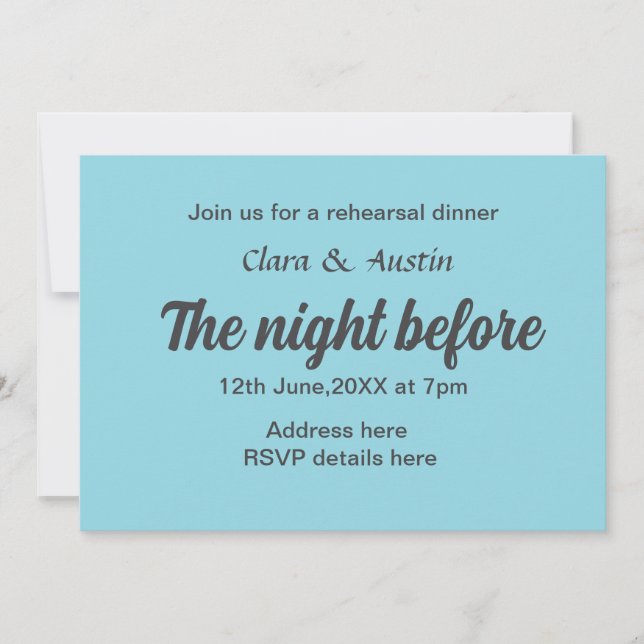 Probe Abendessen in der Nacht vor der einfachen mi Einladung (Vorderseite)