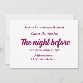 Probe Abendessen in der Nacht vor der einfachen mi Einladung