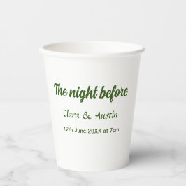 Probe Abendessen in der Nacht vor der einfachen mi Pappbecher