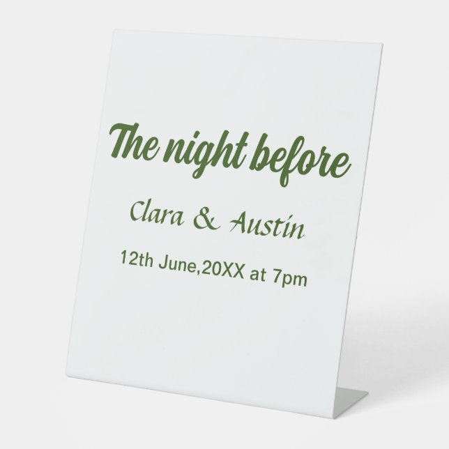 Probe Abendessen in der Nacht vor der einfachen mi Sockelschild (Vorderseite)