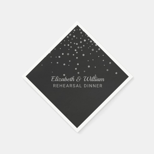 Probe | Black Silver Confetti Wedding Serviette (Ecke)