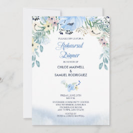 Probe Blauer Wasserfarben Abendessen Einladung