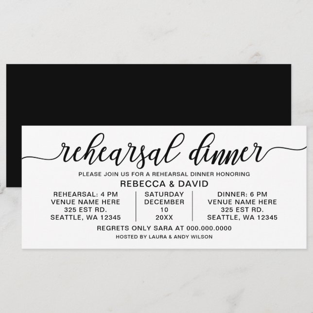 Probe Calligraphie-Dinner Einladung (Vorne/Hinten)