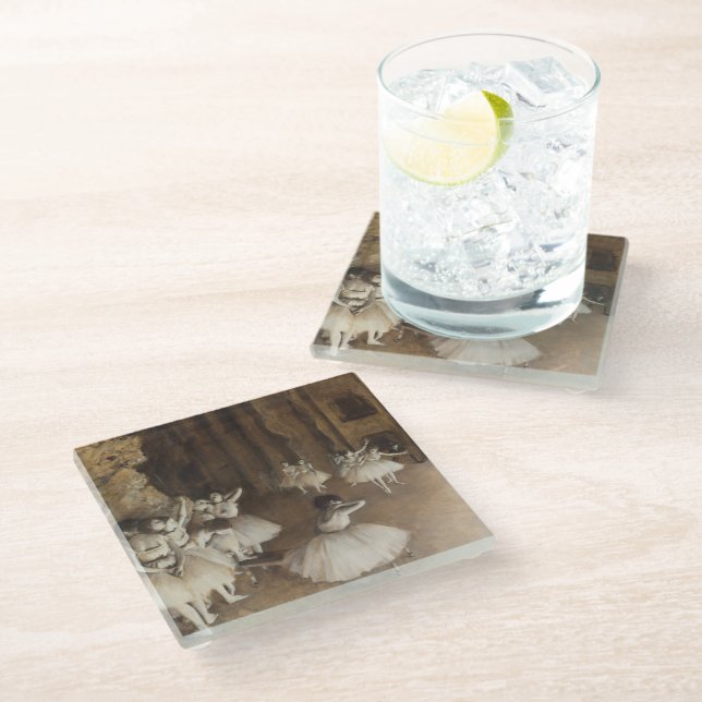 Probe des Balletts auf Bühne | Edgar Degas Glasuntersetzer (Schrägansicht)