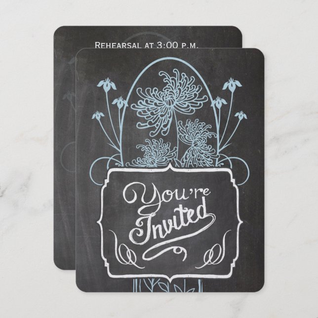 Probe Dinner Blue Mason Jar Chalkboard Hochzeit Einladung (Vorne/Hinten)