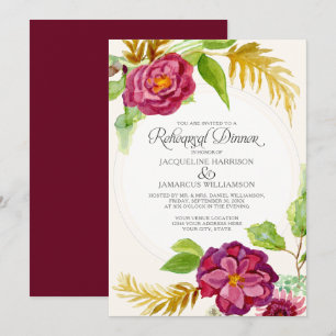 Probe Dinner BOHO Burgund Rose zum Blumenfall Einladung