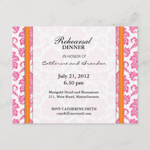 Probe-Dinner-Card für Damaskus, Rosa und Orange Einladung