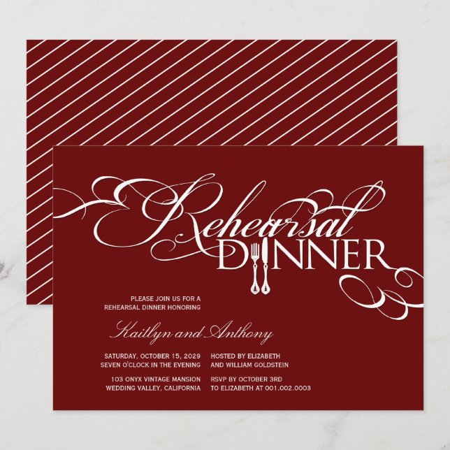 Probe Dinner Classic Scrolls Hochzeit Einladung (Vorne/Hinten)