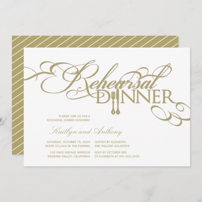 Probe Dinner Classic Scrolls Hochzeit Einladung (Vorne/Hinten)