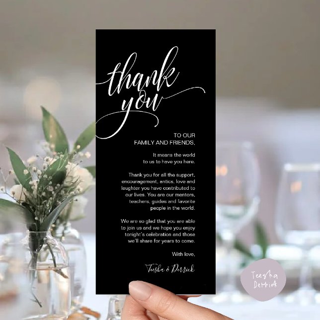 Probe Dinner Danke, dass Sie die Karte setzen (Rehearsal Dinner Thank you Modern Classy Place Setting Card Classy Black)