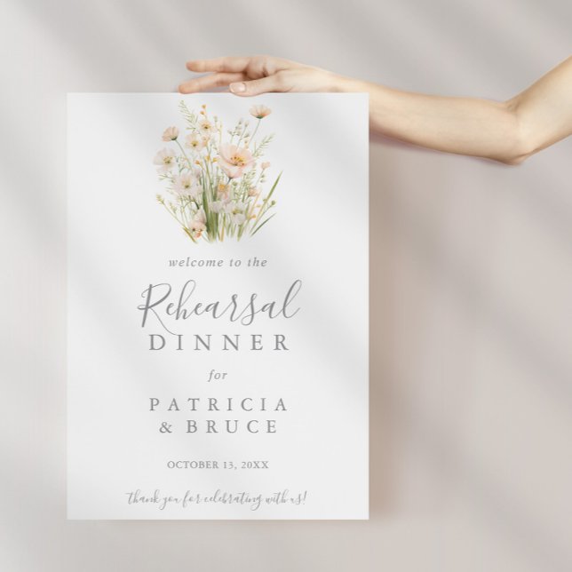 Probe-Dinner der klassischen Blush Wildblume Willk Poster (Von Creator hochgeladen)