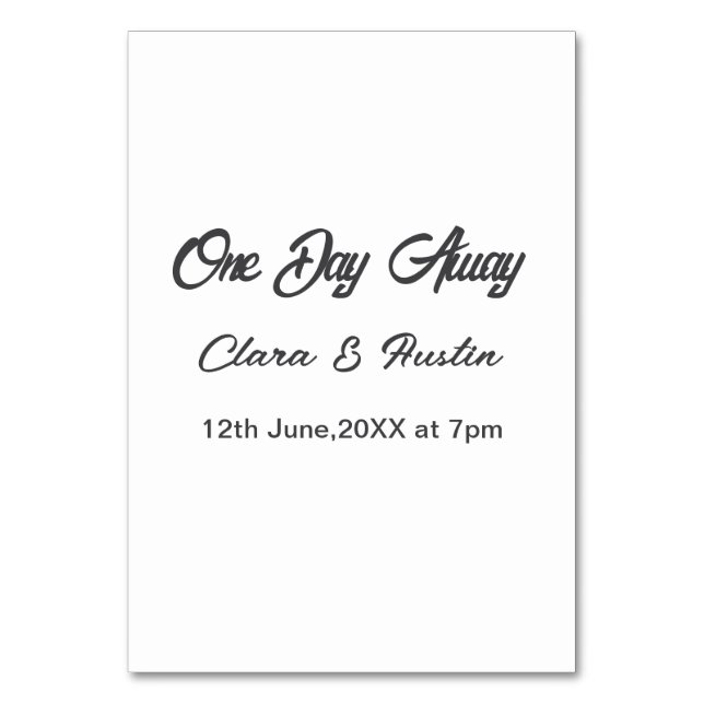 Probe Dinner Einen Tag vor dem Namen da Tischnummer (Vorderseite)