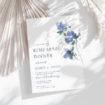 Probe Dinner Einladung<br><div class="desc">Eine elegante,  blaue Einladung mit wunderschön blauen handgemalten Blume für Ihre Probe.</div>