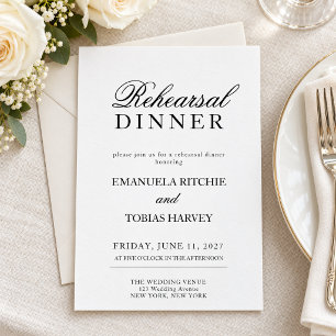 Probe-Dinner-Einladung im Schwarz-Weiß-Schrift-Sti Save The Date