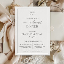 Probe Dinner Einladung Monogramm, klassische Hochz