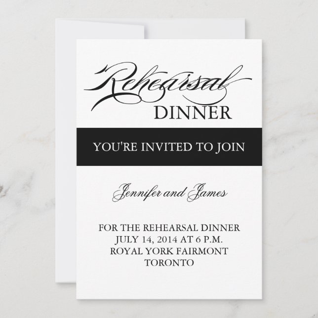 Probe Dinner Einladung Schwarz und Weiß Einfach (Vorderseite)
