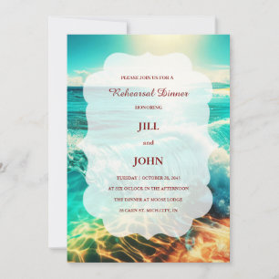 Probe-Dinner-Einladung Strand Ozean Hochzeit Einladung