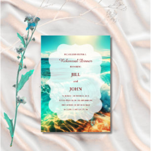 Probe-Dinner-Einladung Strand Ozean Hochzeit Einladung