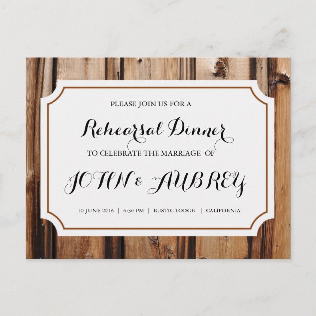 Probe Dinner für Rustikale Hochzeit Postkarte (Vorderseite)