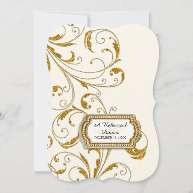 Probe Dinner, Glam Old Hollywood Regency Einladung (Vorderseite)