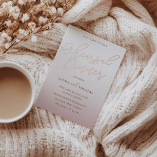 Probe Dinner Goldkalligrafie Hochzeit Folieneinladung