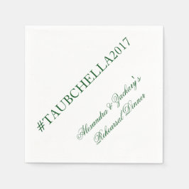 Probe Dinner Hashtag Napkins Grün und Weiß Serviette