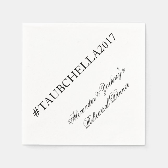 Probe Dinner Hashtag Napkins Schwarz-Weiß Serviette (Vorderseite)