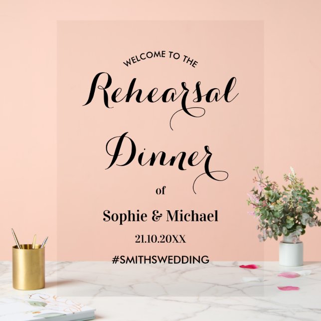 Probe Dinner Herzlich willkommen Acrylschild (Hochzeit)