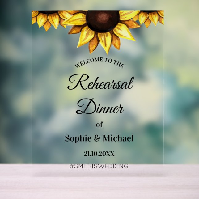 Probe Dinner Herzlich willkommen Sonnenblumen Acrylschild (Neutral)