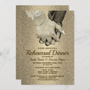Probe Dinner Hochzeit Goldener Glitzer Einladung