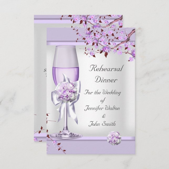 Probe Dinner Hochzeit Lavendel Lila Lilac 4 Einladung (Vorne/Hinten)