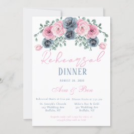 Probe Dinner in Rosa und Dusty Blue Blooms Einladung