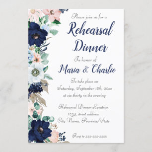 Probe Dinner Marine Blau Elegante Florenz Einladung