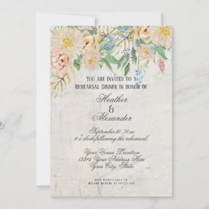 Probe Dinner Modernes Aquarell Blumenmarmor Einladung