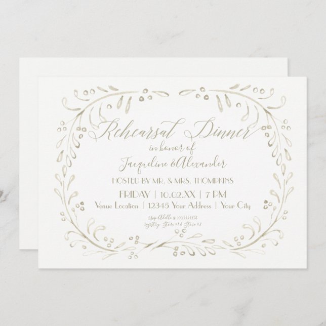 Probe Dinner Modernes, einfaches Wasserfarbenrad Einladung (Vorne/Hinten)