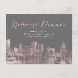 Probe Dinner Pink Gold Pittsburgh Skyline Ankündigungspostkarte