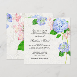 Probe Dinner Summer Blue Hydrangea Wasserfarbe Einladung