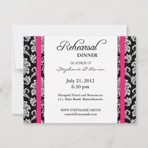 Probe-Dinnerkarte (Hot Pink Damask) Einladung